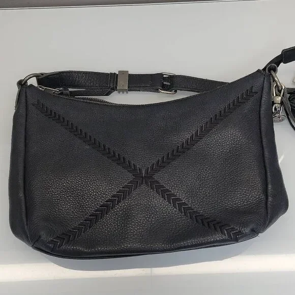 The Sak Kyetra Hobo Bag Black Leather Embroidery Harness Boho Western Biker Goth - Picture 4 of 10